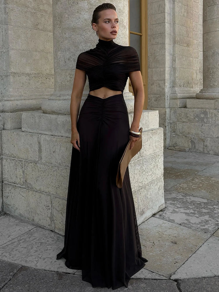 Monroe Hollow-Out Ruched Bodycon Maxi Dress