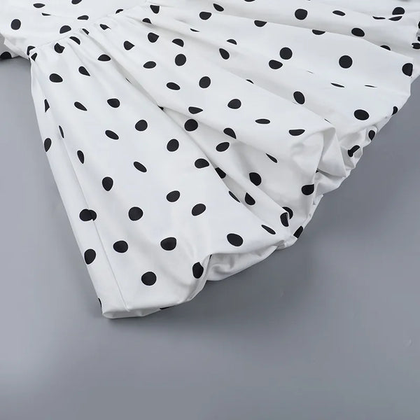 TARUXY Polka Dot Vacation Mini Dress For Women  High Waist A-line Ball Gown Dress Sleeveless Halter Neck Female Summer Fashion