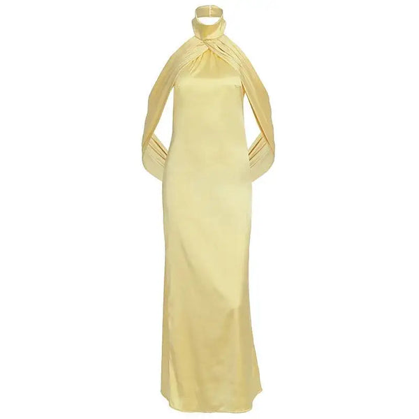 Naomi Satin Halter Backless Maxi Dress