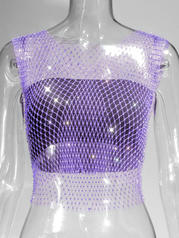 Naomi Rhinestone Mesh Festival Top
