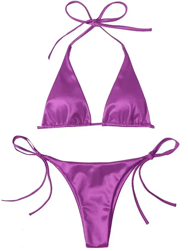 Valentina Metallic Wrap Halter Bikini Two-piece