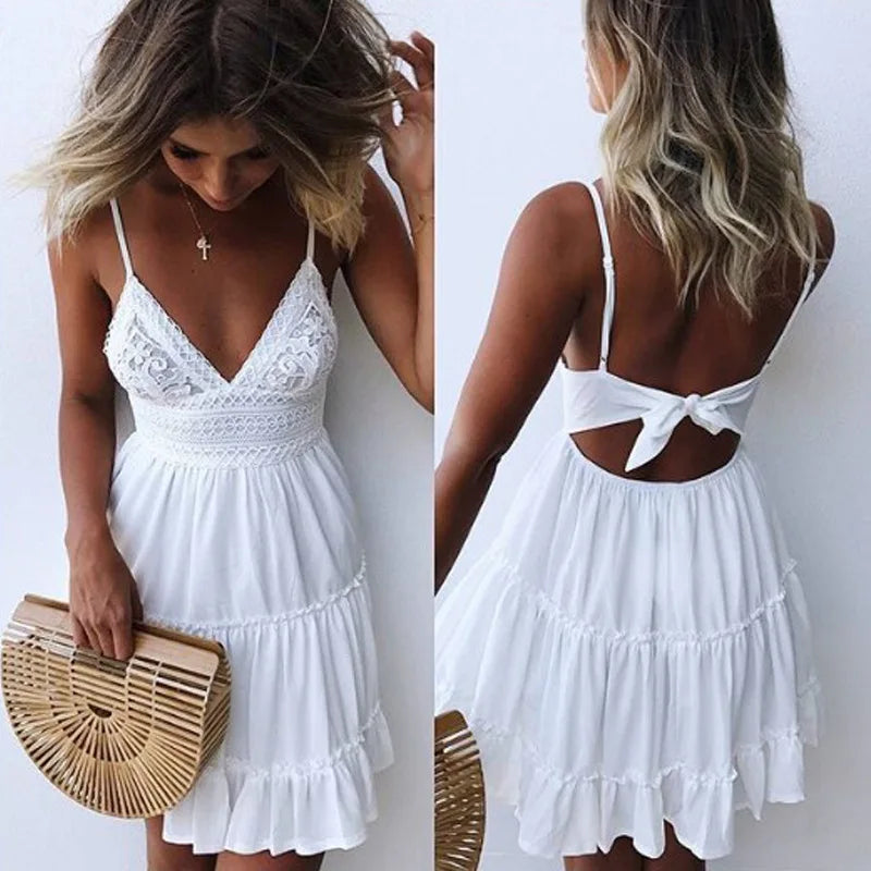 Isla Lace-Strap Seaside Mini Dress Main image