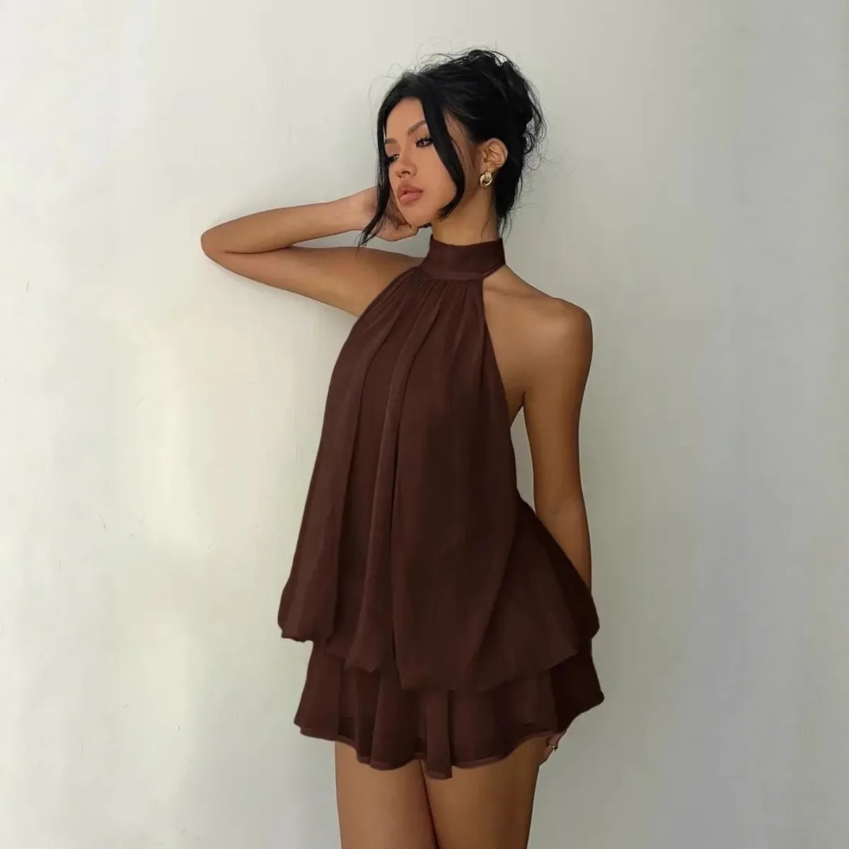 Elodie Sheer Chiffon Tie-Front Mini Dress Secondary image