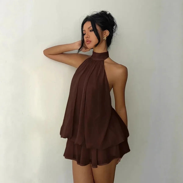 Elodie Sheer Chiffon Tie-Front Mini Dress