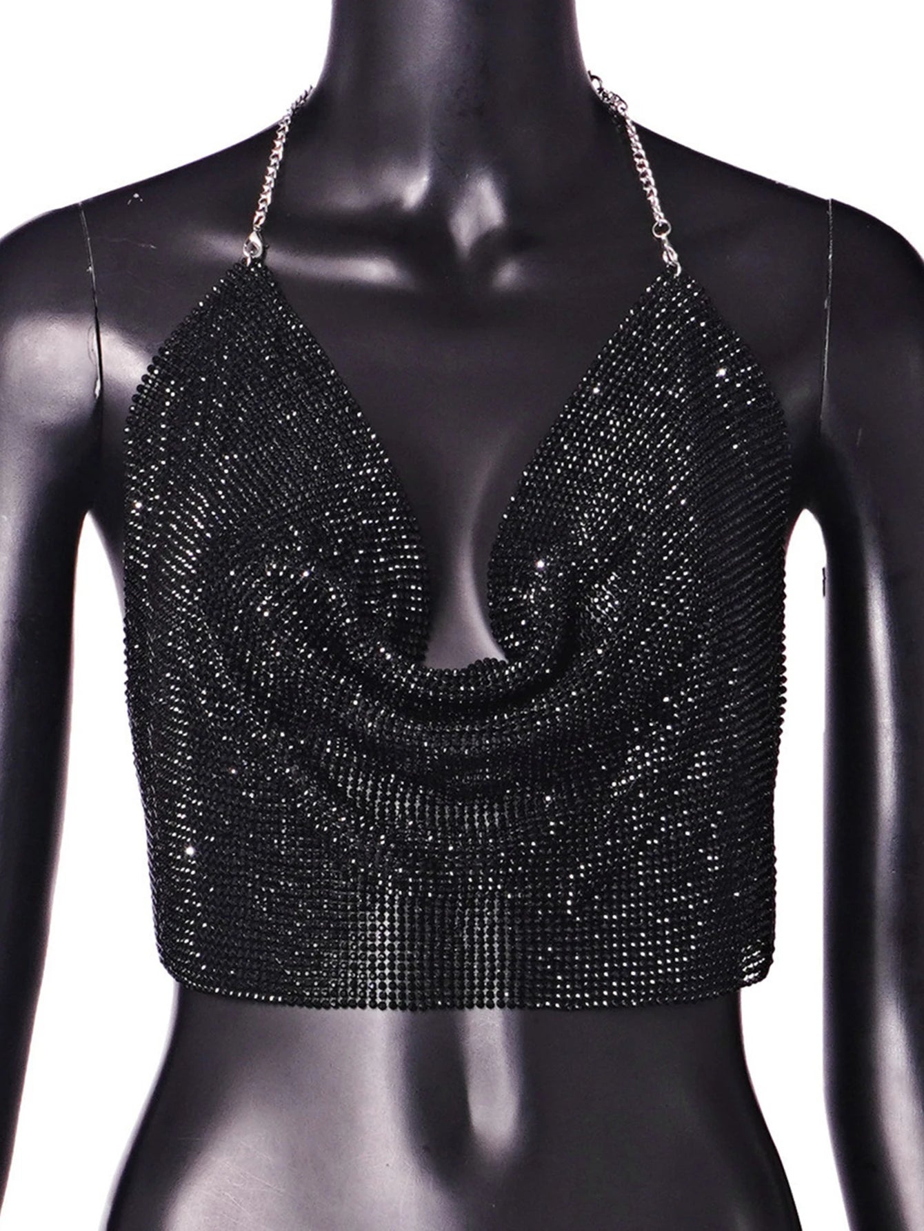 Kassia Rhinestone Halter Crop Top