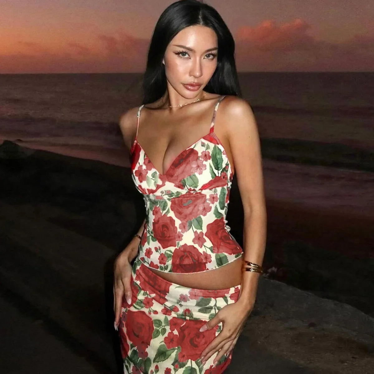 Paloma Floral Backless Maxi Skirt Two-piece