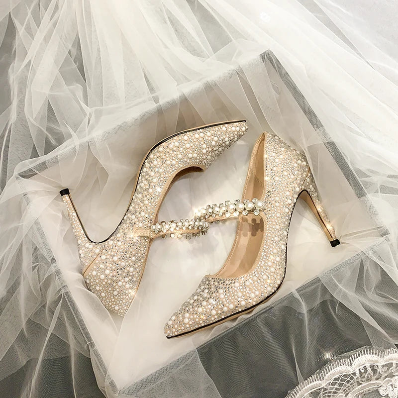 Xanthe Pearl Rhinestone Pointed-Toe Pumps