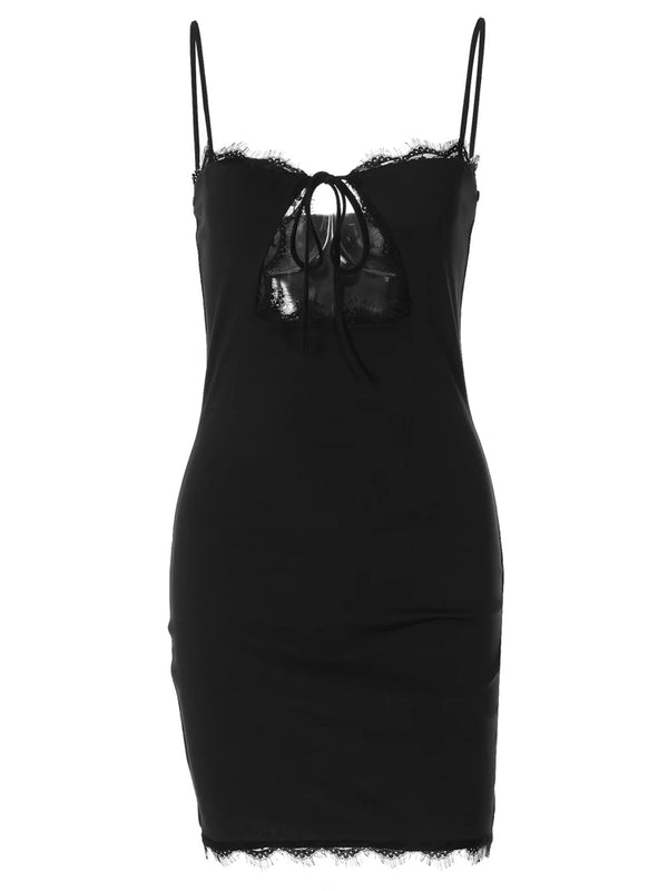 Vanta Lace-Trim Cutout Bodycon Mini Dress