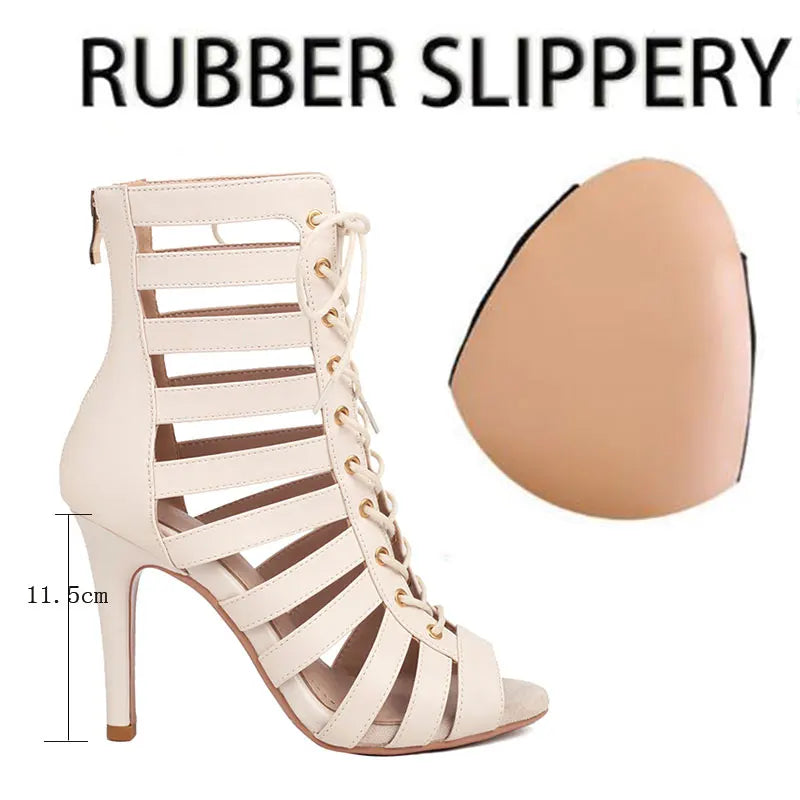 Ondine Lace-Up Cut-Out Peep-Toe Ballroom Dance Boots