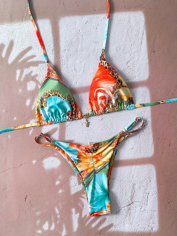 Bella Leopard Print Triangle Bikini Set