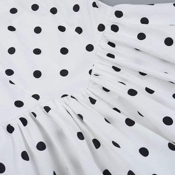 TARUXY Polka Dot Vacation Mini Dress For Women  High Waist A-line Ball Gown Dress Sleeveless Halter Neck Female Summer Fashion