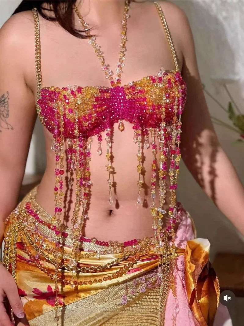 Vivienne Stardust Crystal Beaded Harness Lingerie
