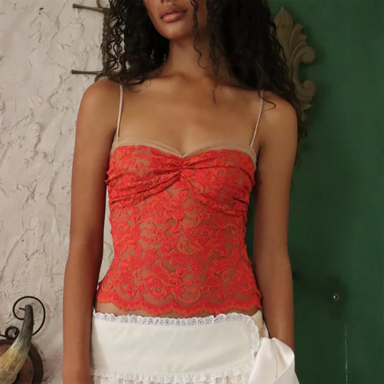 Winnie Y2K Sheer Floral Lace Cami Tank
