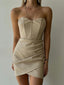 Ludovica Faux Leather Corset Strapless Wrap Bodycon Mini Dress