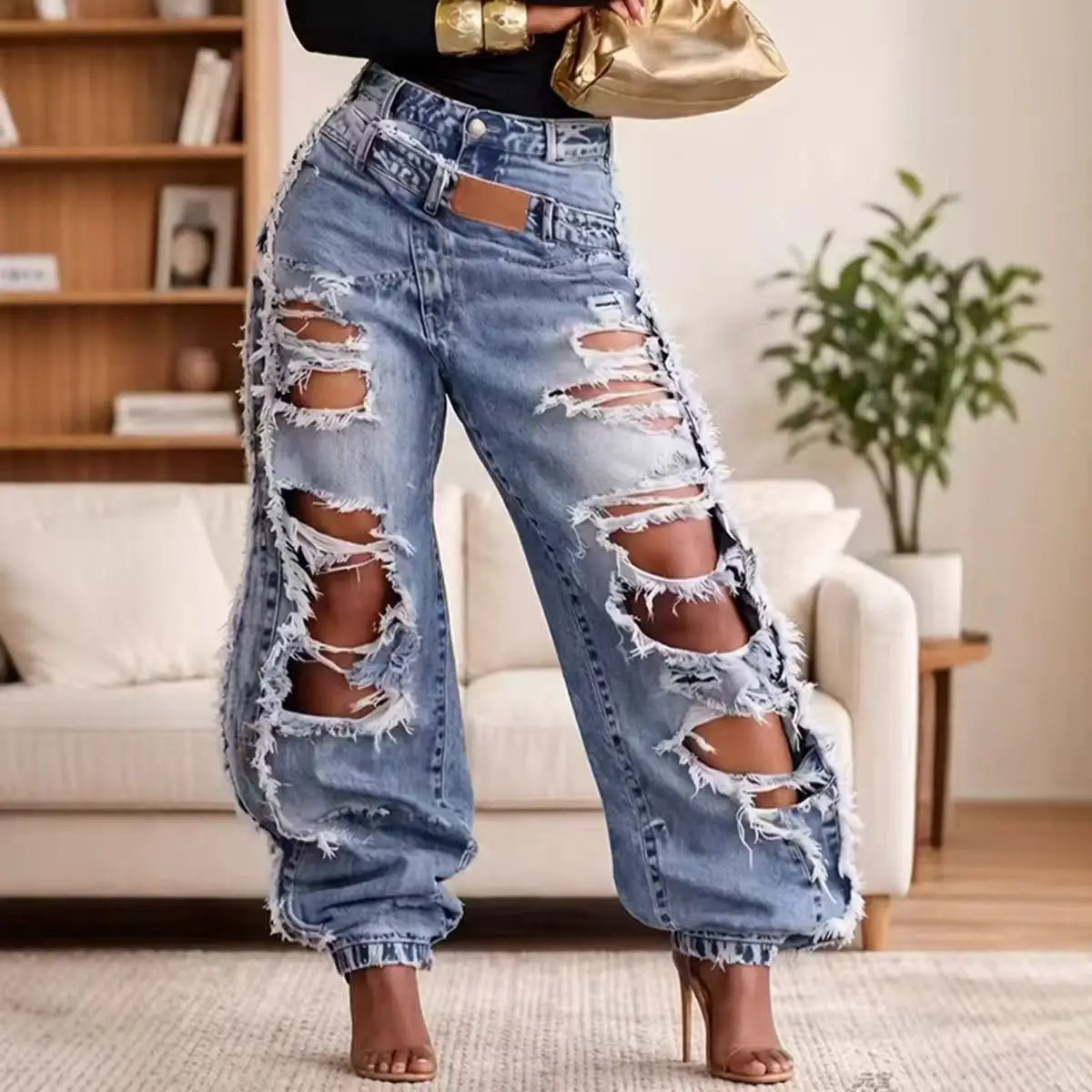 Annika Double-Waist Tie-Up Jeans One-piece Main image