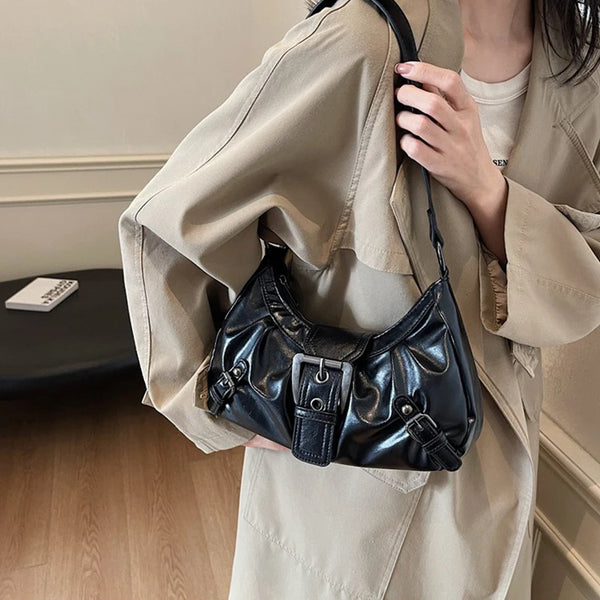 Y2K Retro Pleated Hobo Shoulder Bag for Women Hot Selling Maillard Style Underarm Bag Clutch Handbags for Travel Work Shopping