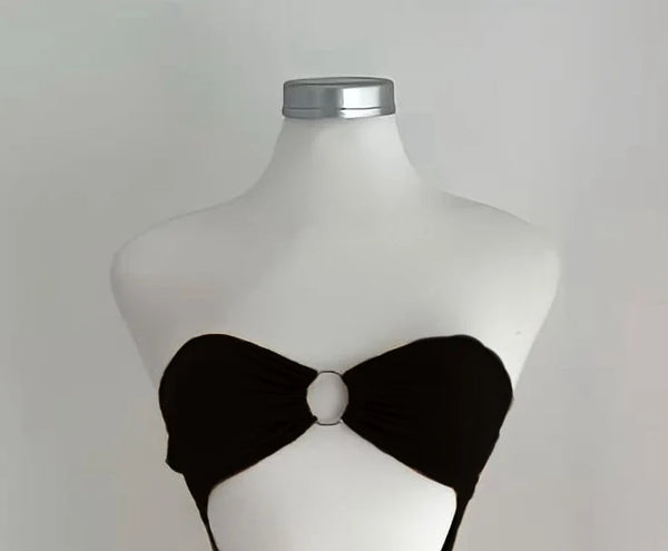 The 2025 summer new solid color sleeveless sexy strapless cutout long dress from Europe and America
