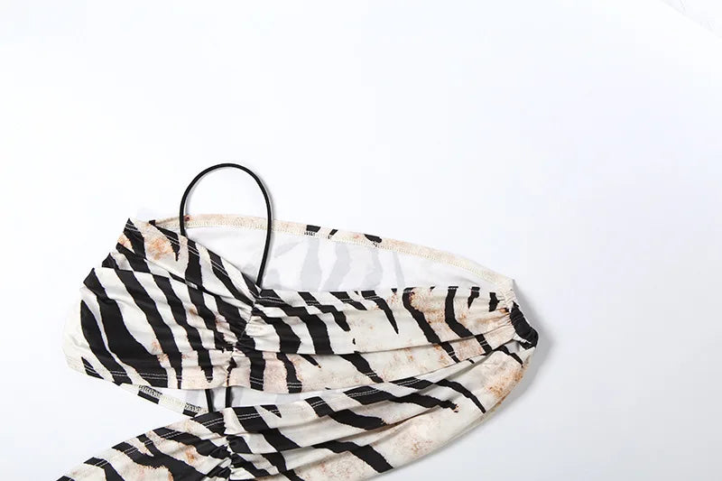 Zenya Zebra-Print Asymmetrical Cutout Mini Dress