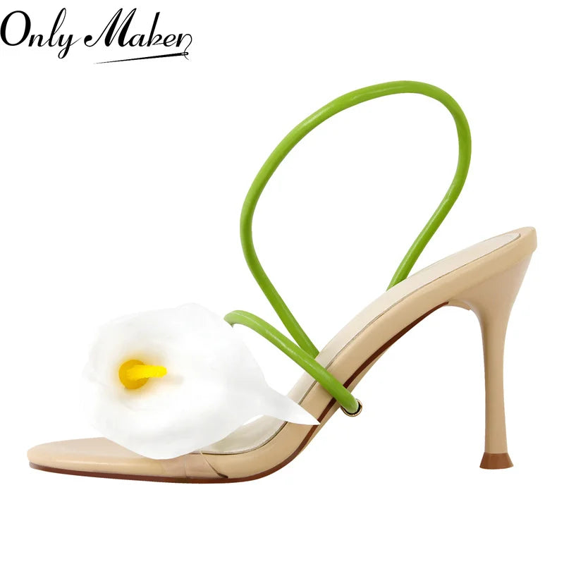 Calla Lily Slingback Kitten-Heel Sandals