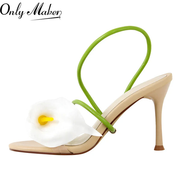 Calla Lily Slingback Kitten-Heel Sandals