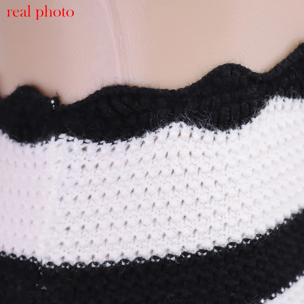 Monique Striped Knit Halter Maxi Skirt Set Two-piece