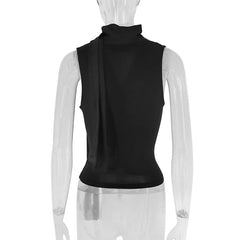 Cecelia Soft Whisper Ruched Draped Sleeveless Scarf Top One-piece