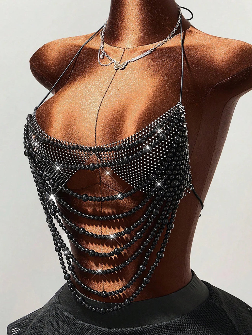 Raven Noir Beaded Festival Top One-piece