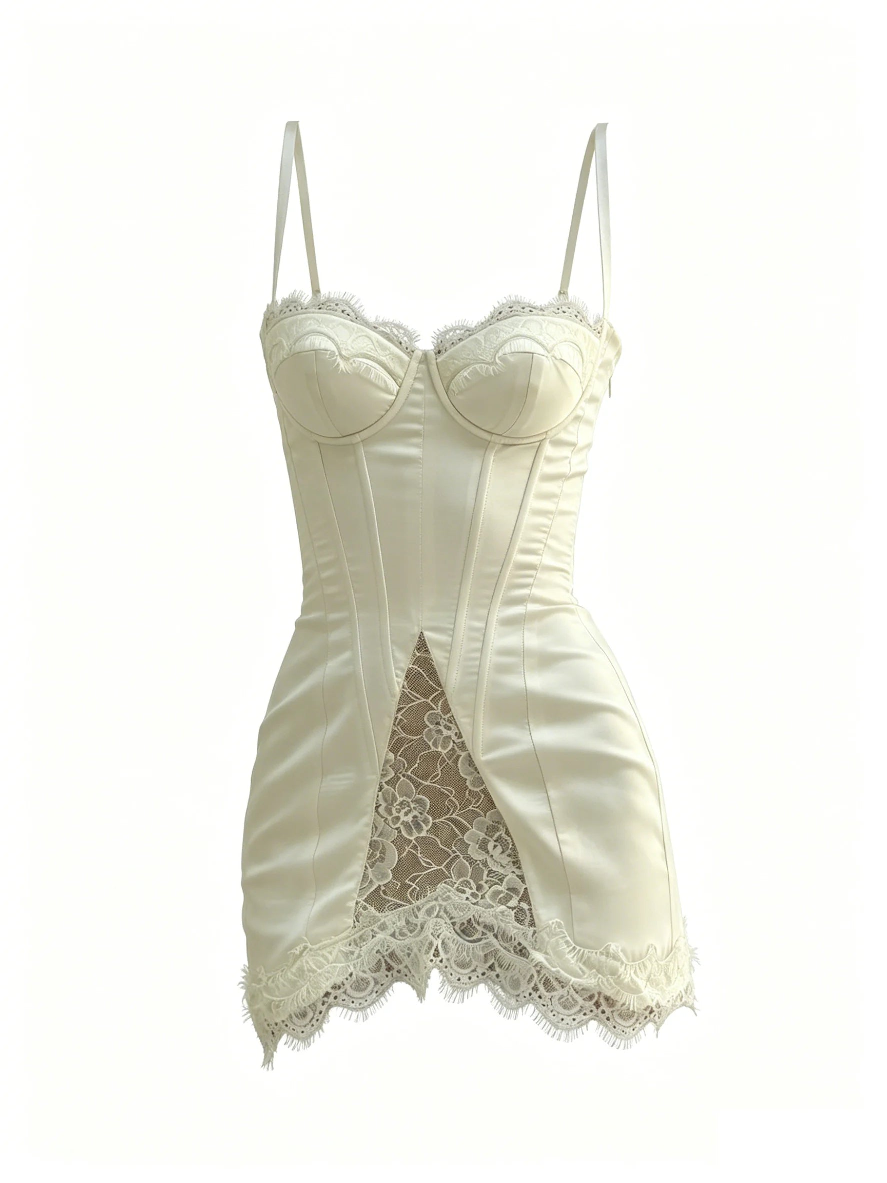 Margaux White Lace Corset Halter Mini Dress