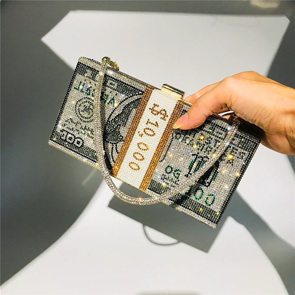 Odessa Crystal Money-Stack Box Clutch