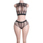 Obsidian Mirage Fishnet Rhinestone Lingerie Two-piece