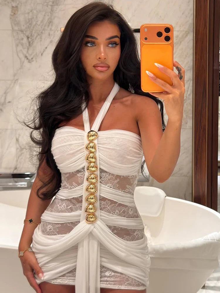 Vesper Metal Detail Mesh Mini Dress Main image