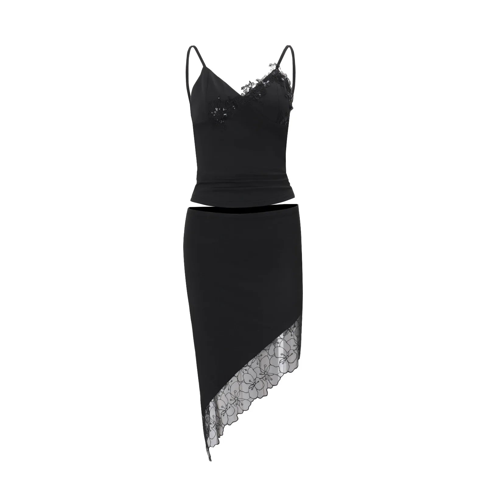 Calista Lace Backless Crop Top & Asymmetrical Skirt Two-piece