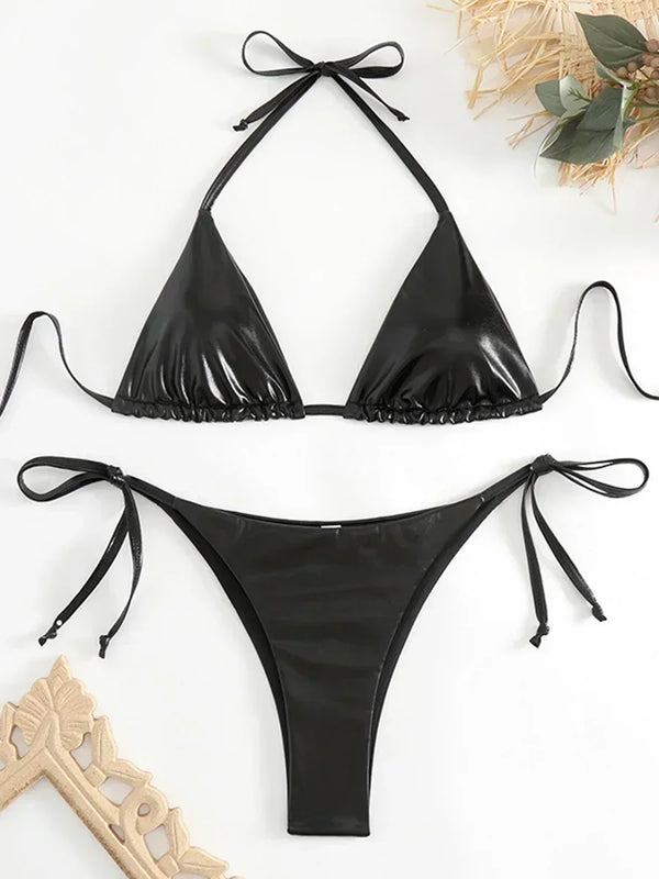 Roxana Faux-Leather String Bikini Two-piece