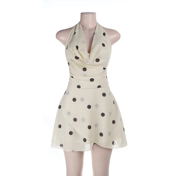 Poppy Polka-Dot Halter A-Line Mini Dress