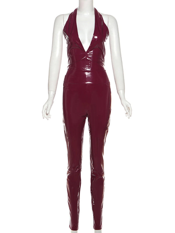Nyx PU-Leather Backless Jumpsuit One-piece