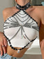 Leona Rhinestone Chain Corset Crop Top
