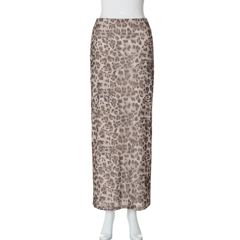 Leonie Leopard Mesh Bandeau Top & Midi Skirt Separates