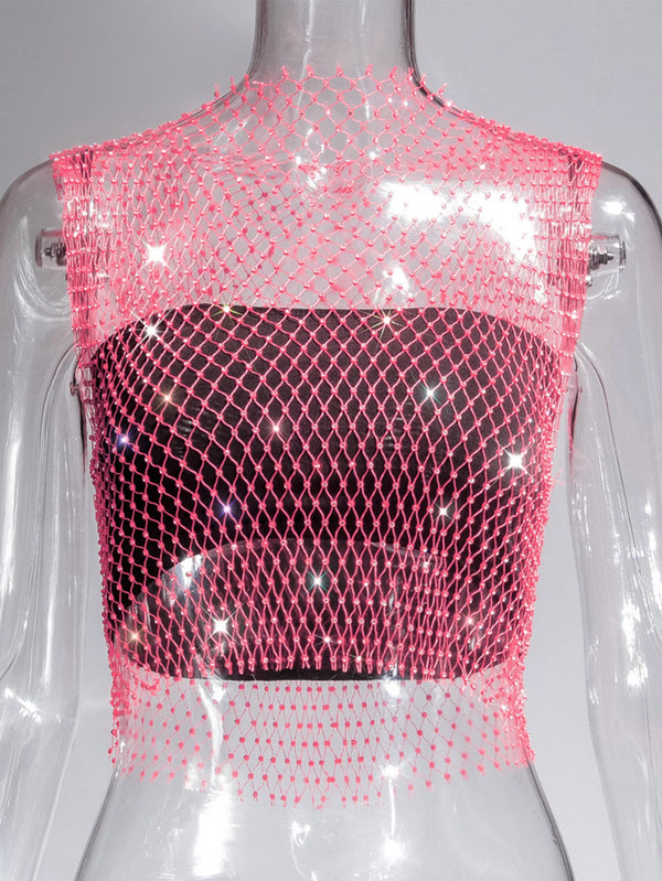 Naomi Rhinestone Mesh Festival Top