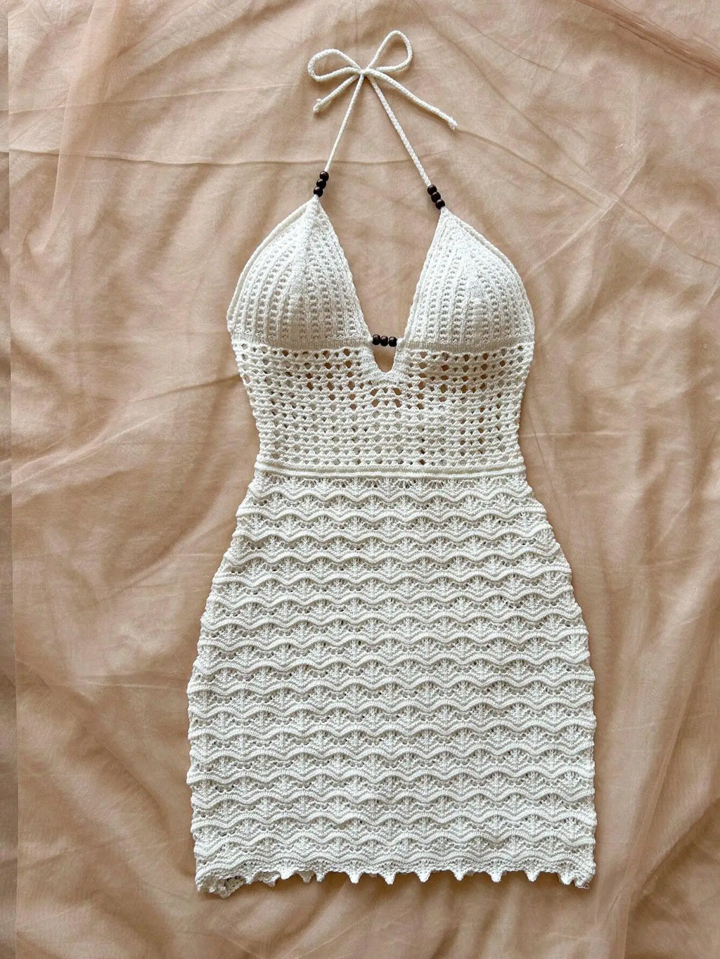 Lisette Beaded Cutout Knit Mini Dress