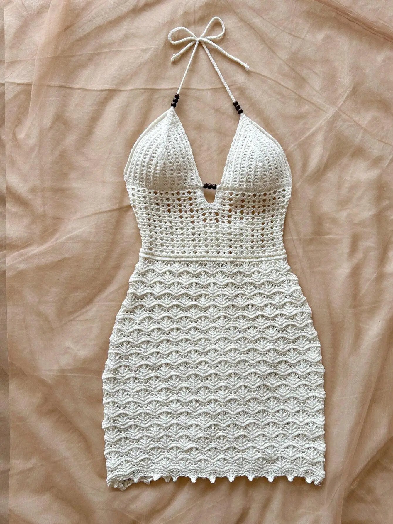 Lisette Beaded Cutout Knit Mini Dress
