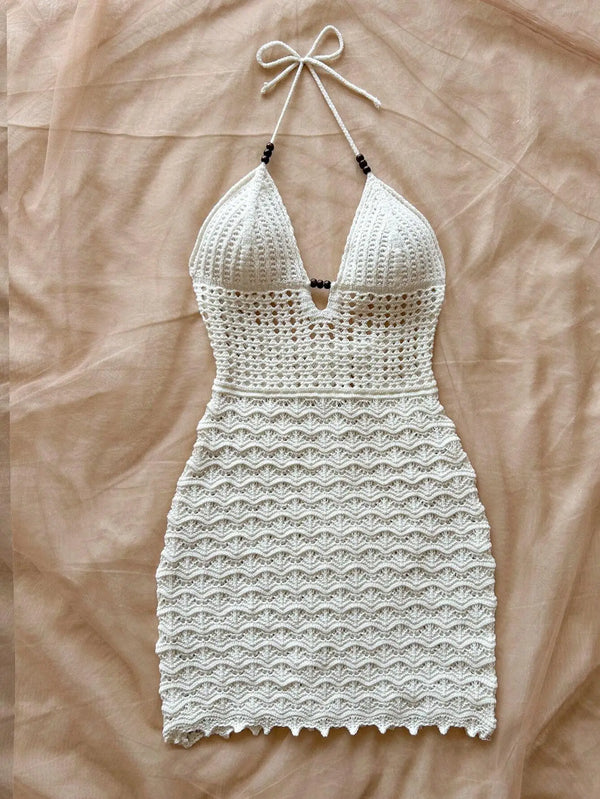 Lisette Beaded Cutout Knit Mini Dress