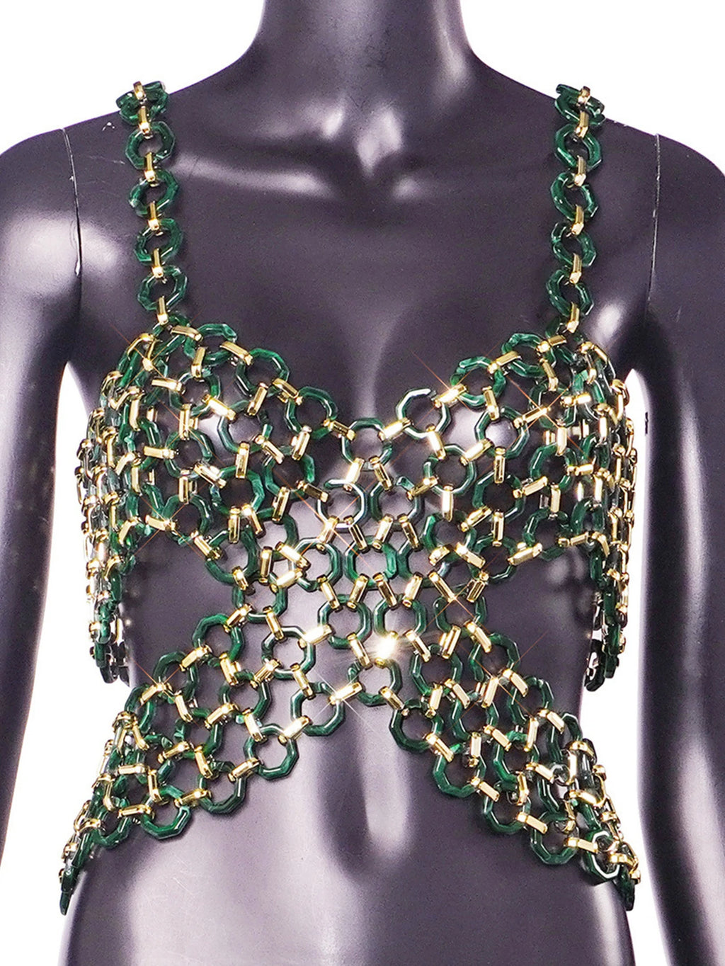 Orla Green Metal Cutout Corset Crop Top