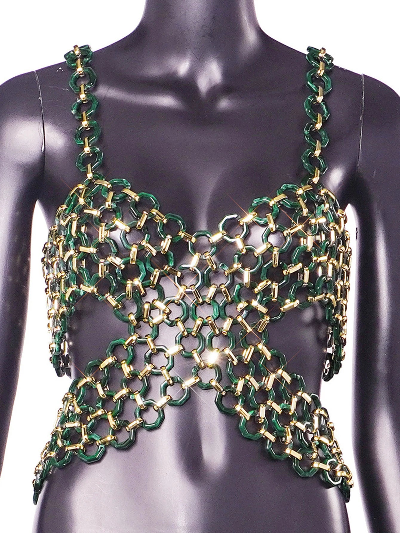 Orla Green Metal Cutout Corset Crop Top
