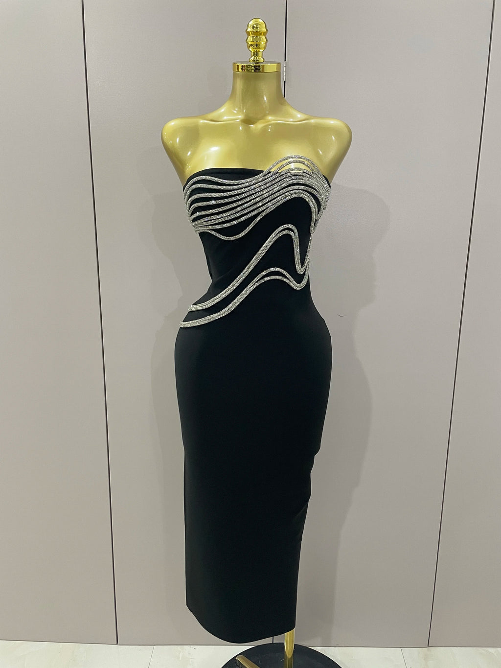 Zara Diamond-Line Strapless Bandage Maxi Dress