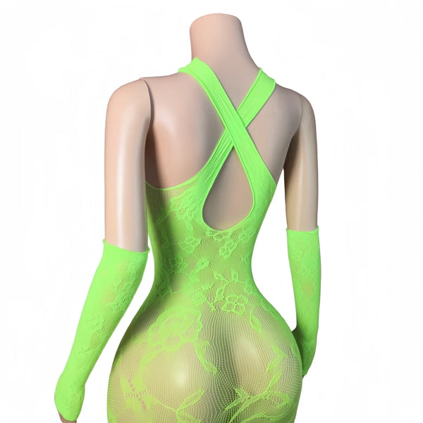 Fiora Floral Fishnet Mini Dress Lingerie