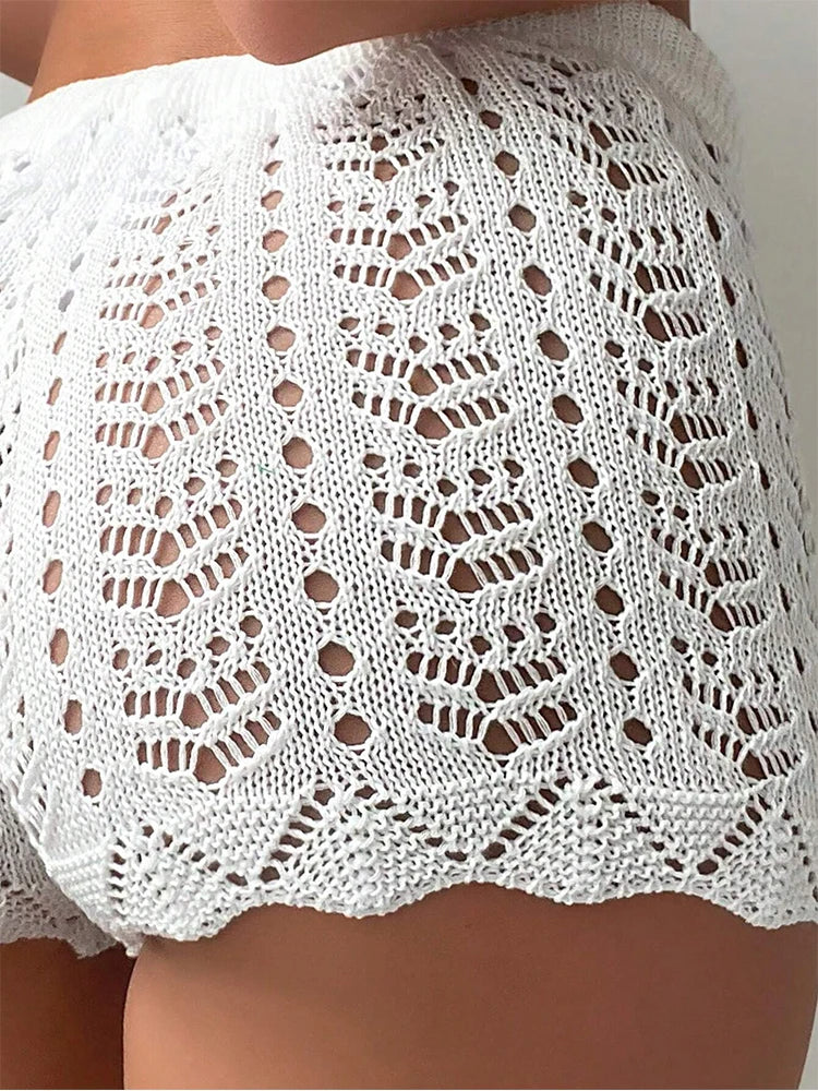Solene Crochet Drawstring Beach Shorts Apparel One-piece