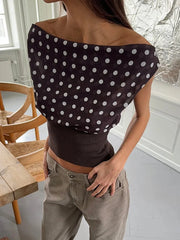 Luna Polka Charm One-Shoulder Top