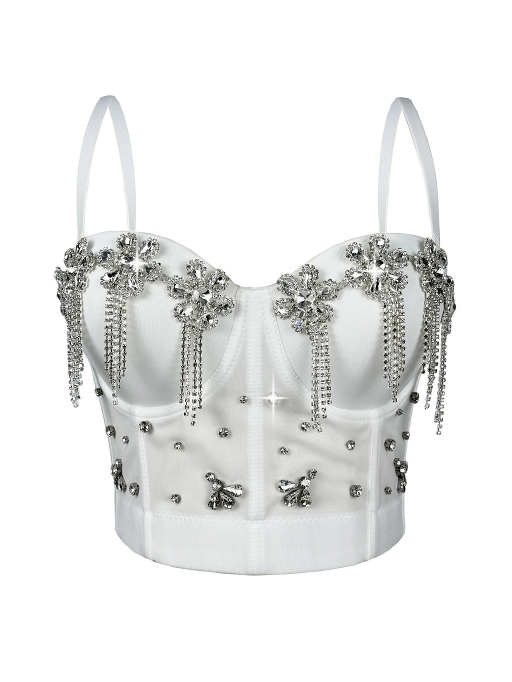 Sexy black white rhinestone corset crop top women summer night club party tops for woman clothes cropped halter tank top hotwife