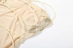 Isabella Spaghetti Strap Floral Embroidered Bodycon Maxi Dress