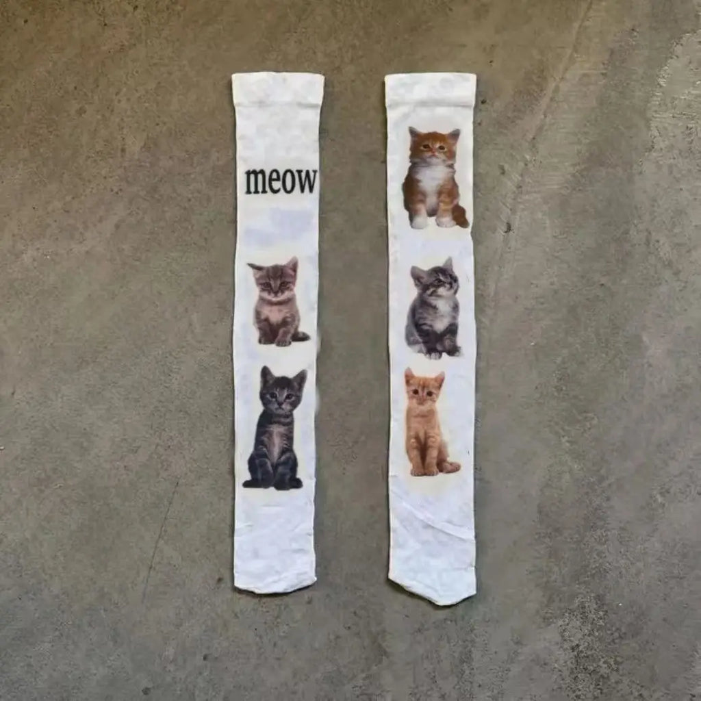 Rebel Mixed-Graphic Thigh-High Socks